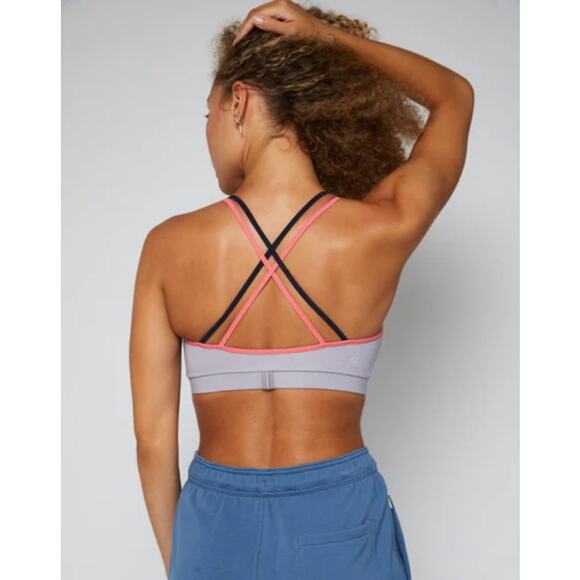FOURLAPS Vitality Sports Bra Silver Pink Blue Women's Size Small NWT Running Gym - Picture 9 of 9